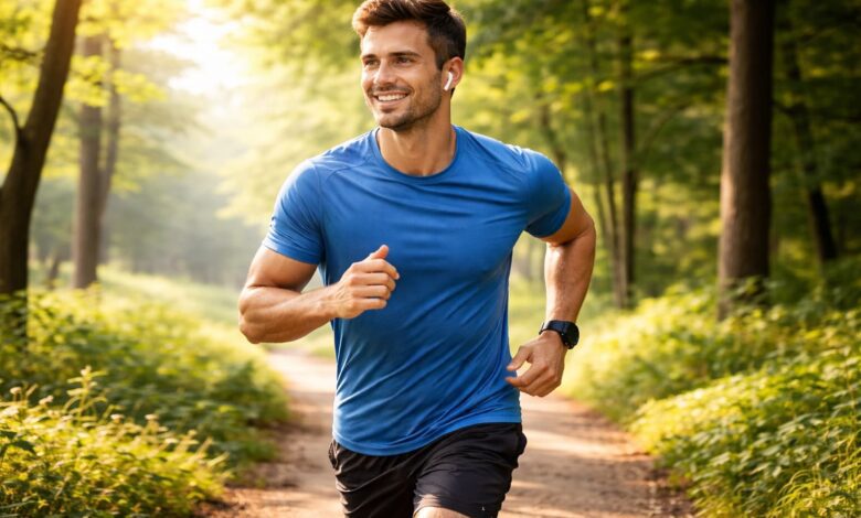 homem praticando exercicio saudavel com boa respiração